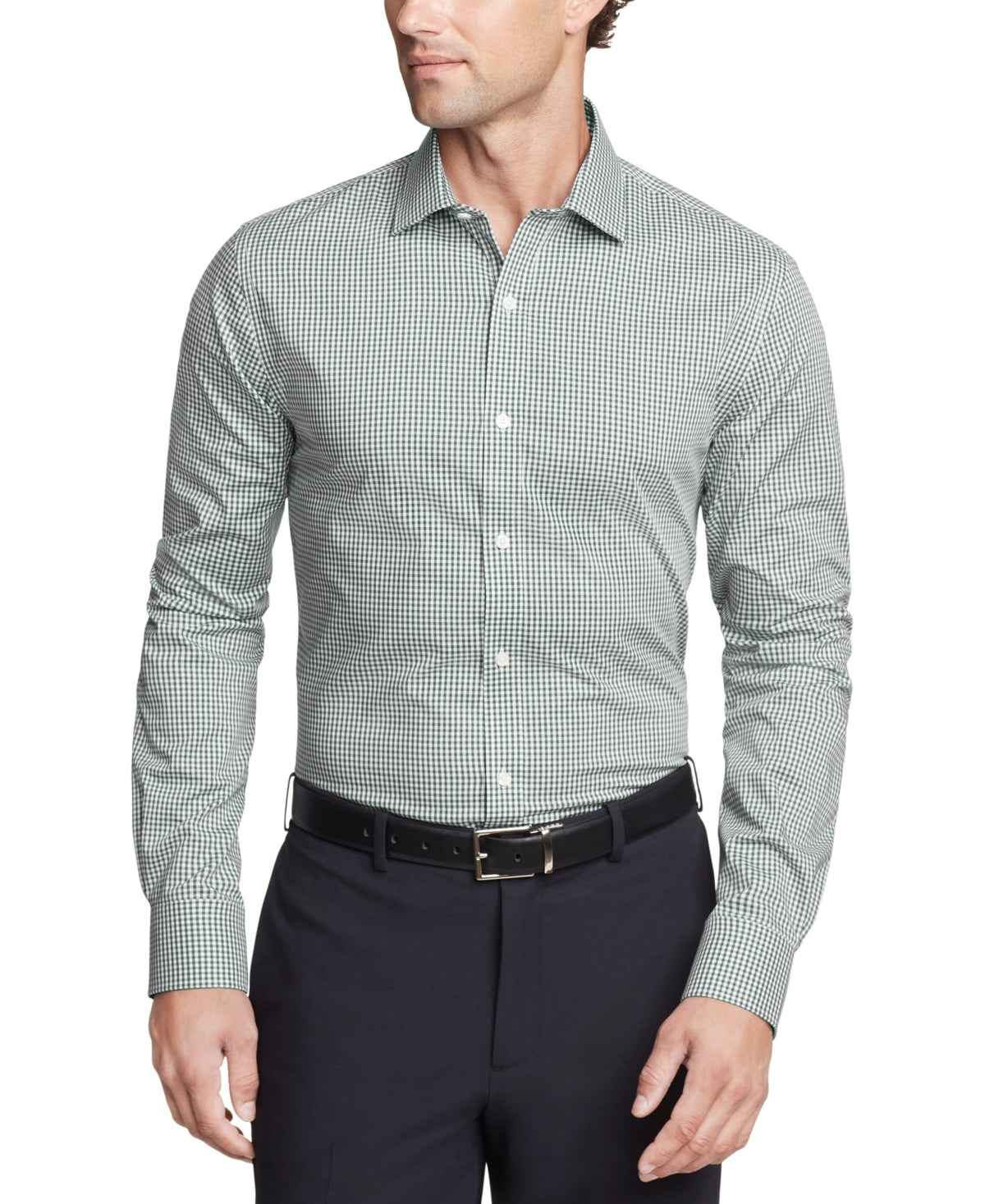 Tommy Hilfiger Mens Regular fit Dress Shirt Medium 15.5 in 32-33 Green Check
