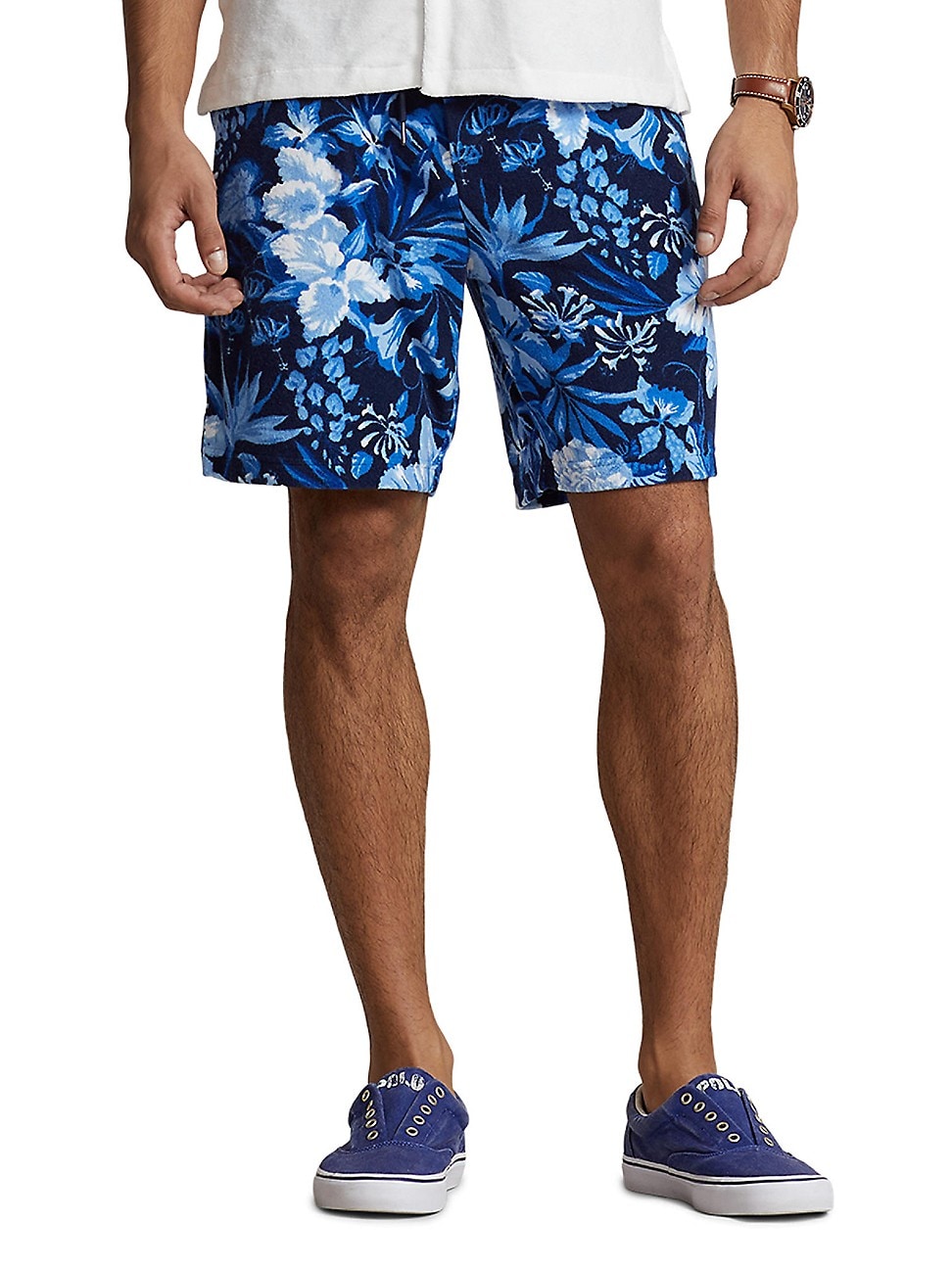 Polo Ralph Lauren Mens Regular fit Terry Sweat Shorts Medium Blue Floral