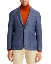HUGO  BOSS Hanry Flannel Jersey Slim Fit Sport Coat Blazer 38R Blue Wool