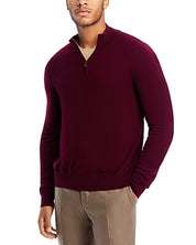 Canali Mens Quarter Zip 100% Cashmere Sweater EU 52 US 42 Burgundy Red