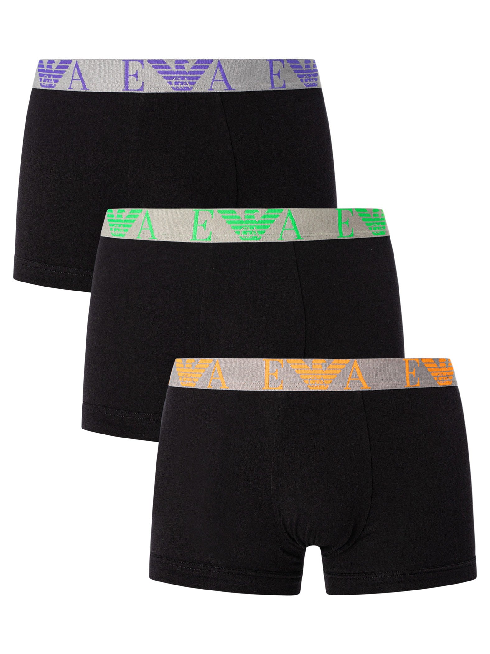 Armani Mens 3 Pack Trunks Underwear Medium Black