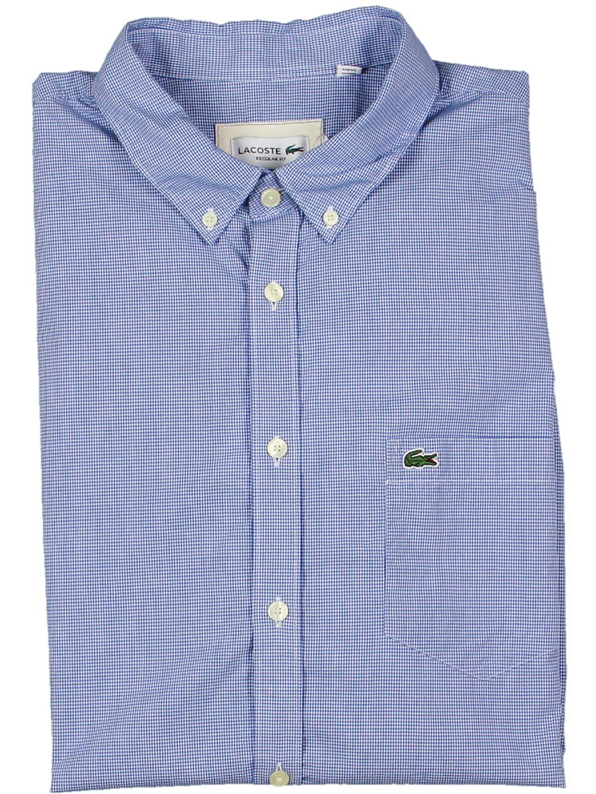 Lacoste Men's Gingham Blue Button Down Shirt XXL
