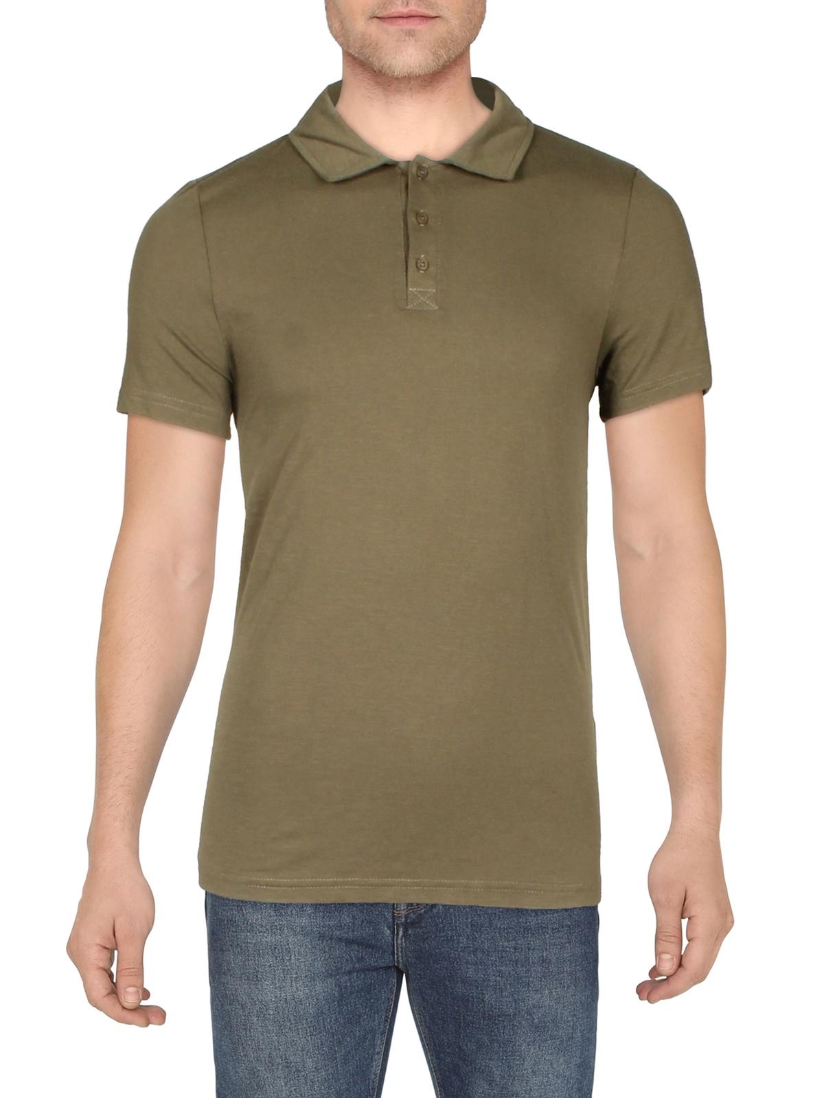 Men's Slub Collared Polo  Green Xl