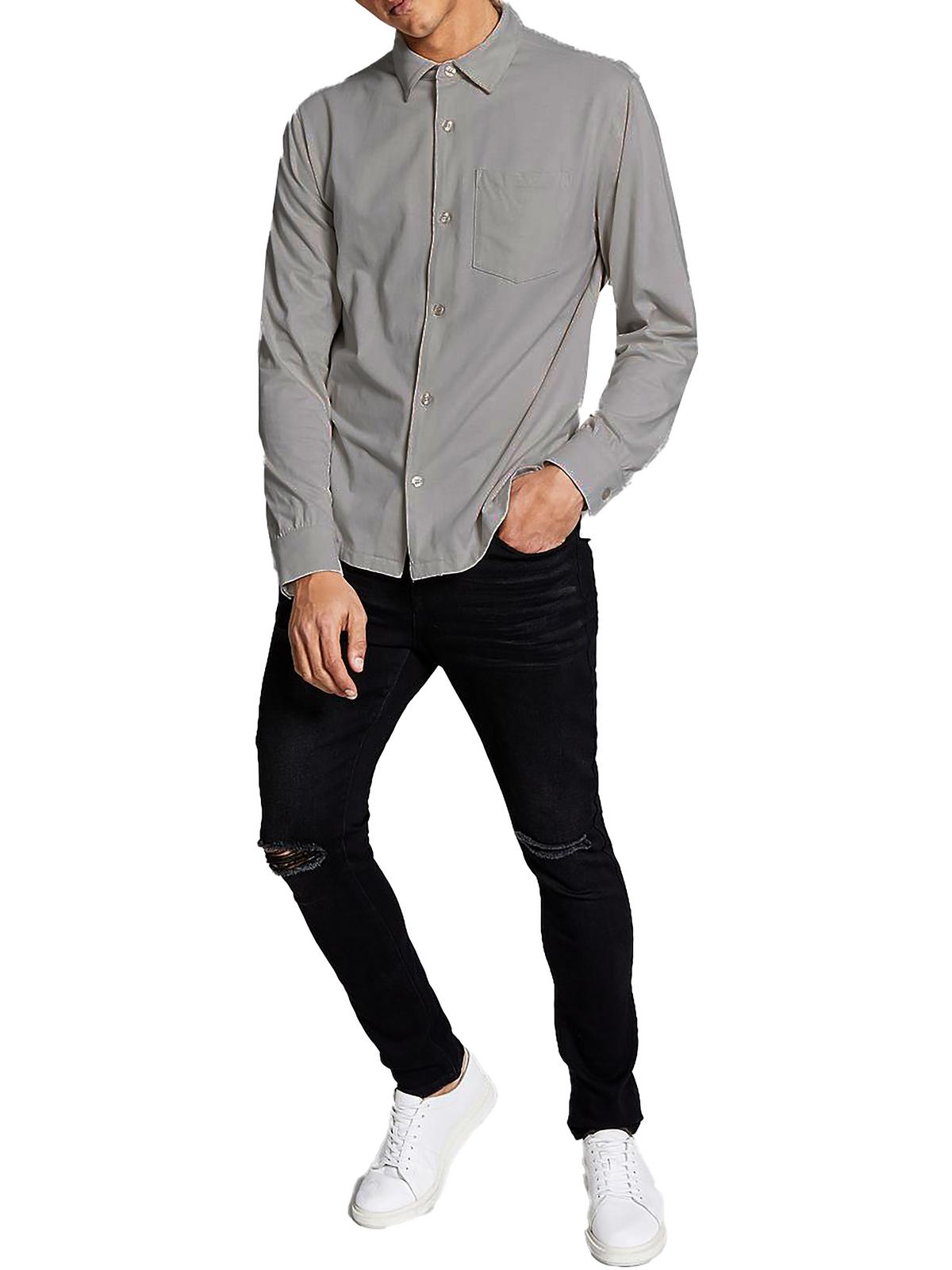 And Now This Mens Classic Fit Collared Button down Shirt Lt/Pas Grey Medium