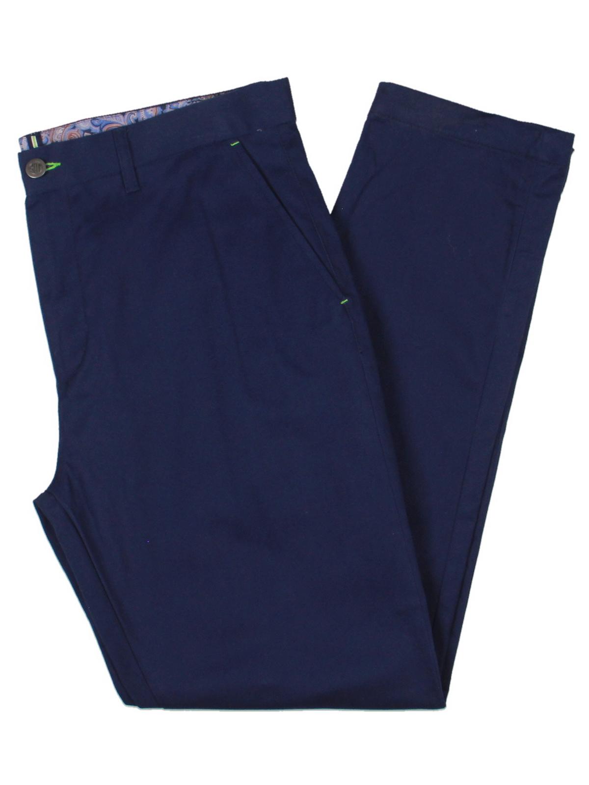 Society Of Threads Mens Slim Fit Chino Pants Navy Blue Size  36