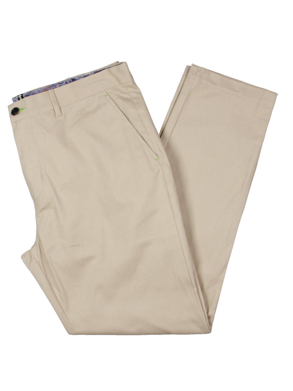 Society of Threads Mens Sim Fit Stretch Chino Pants Light Brown 34 Reg