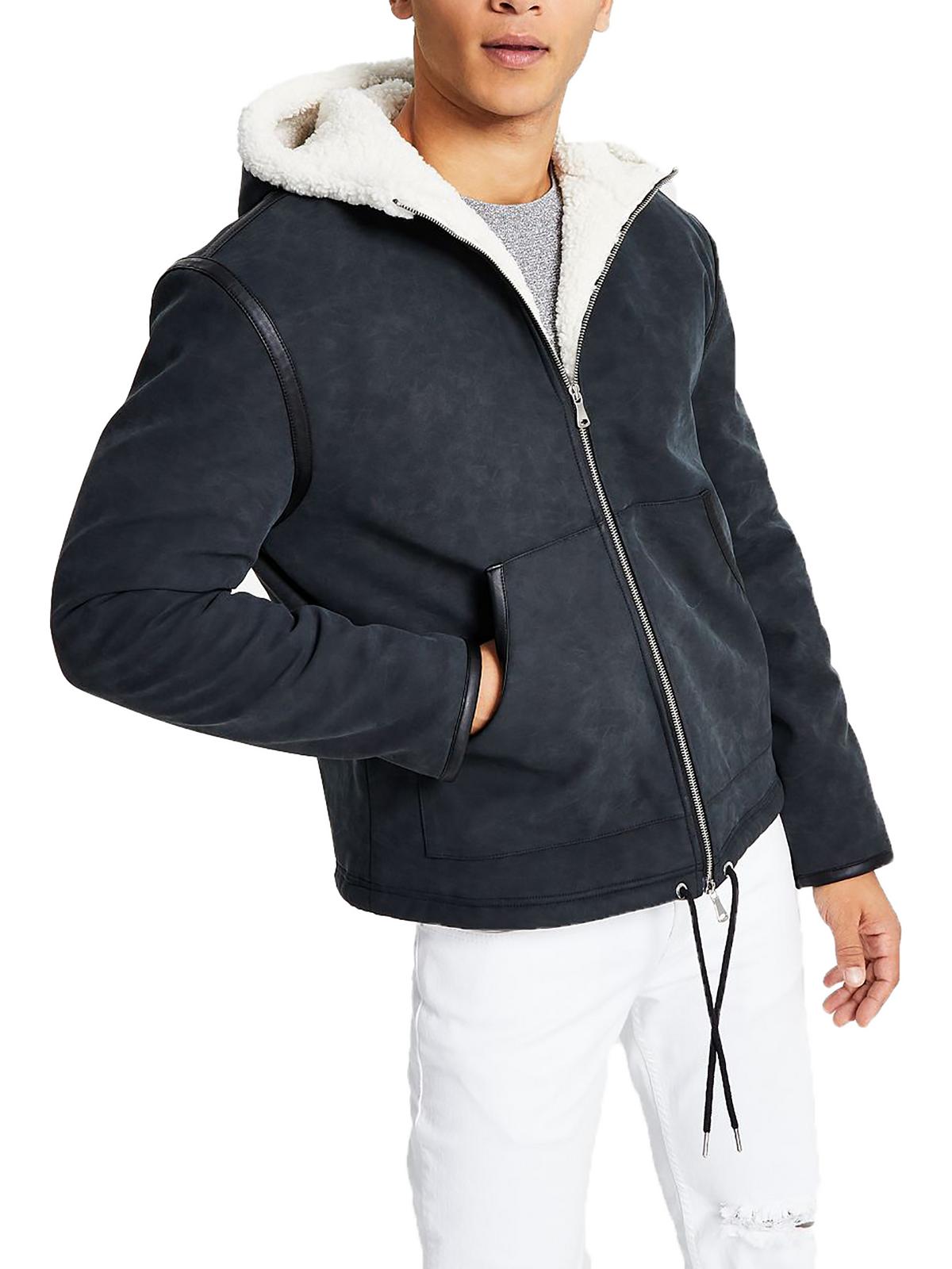 INC International Concepts Men's Faux Leather Fleece Lined Soft Shell Jacket XL