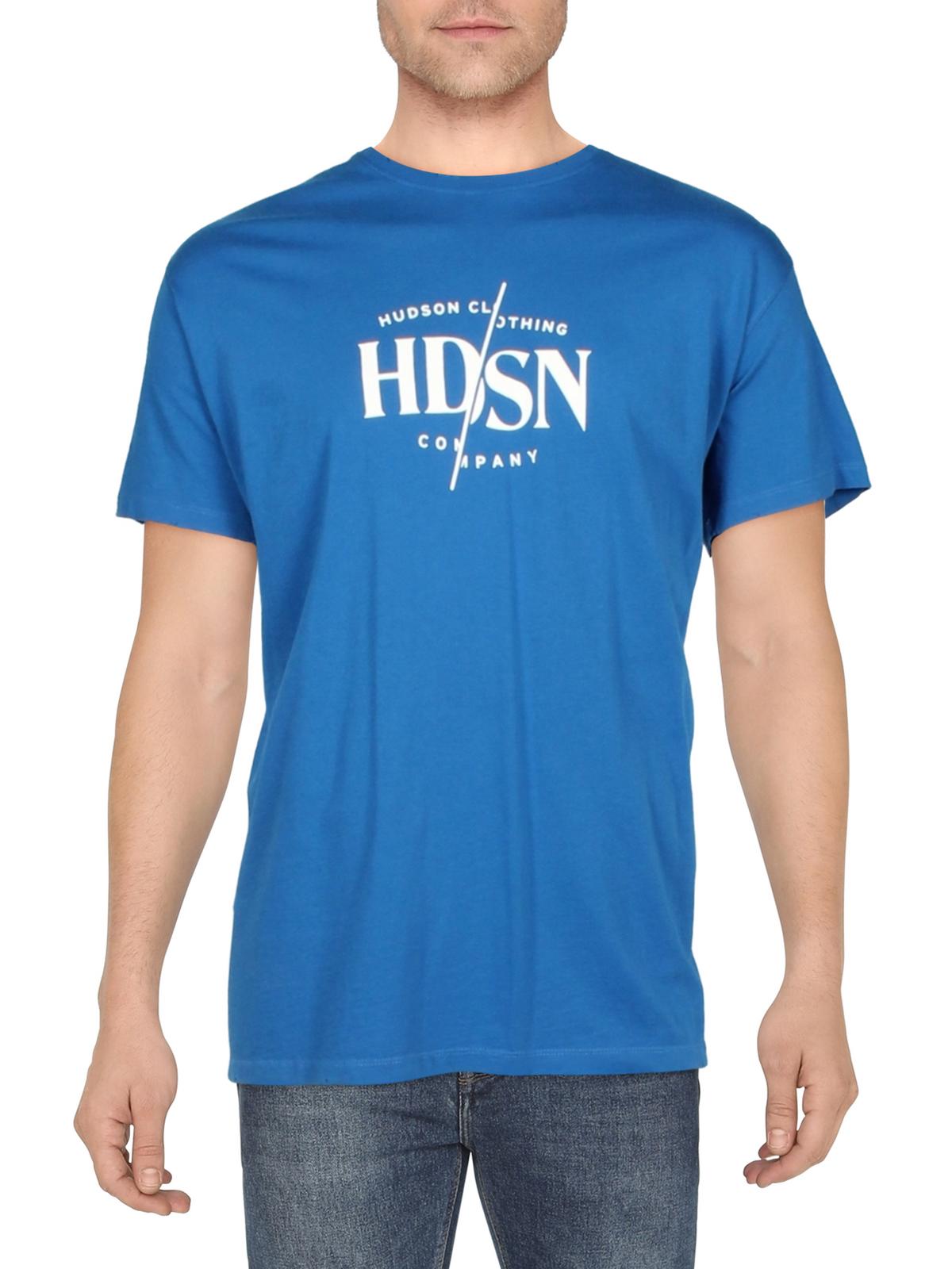 Hudson Mens Graphic Crewneck T shirt Blue XL