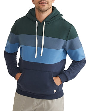 Marine Layer Mens Archive Colorblock Hoodie Sweatshirt Blue Green Small