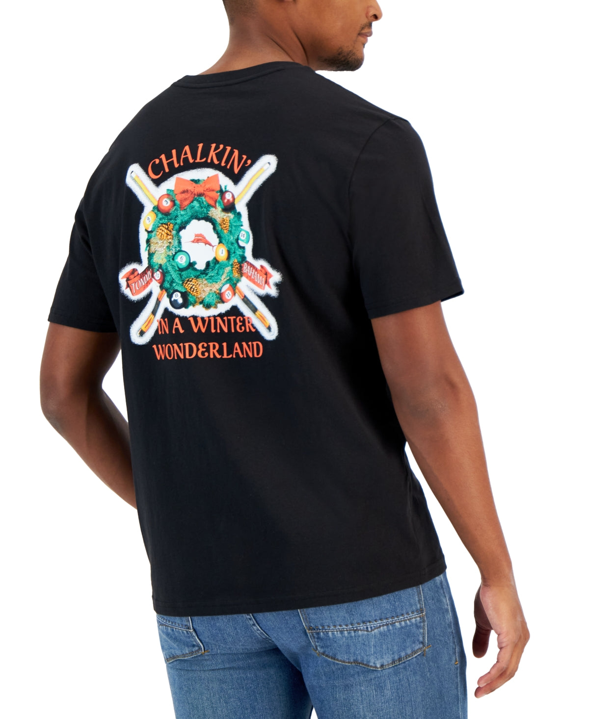 Tommy Bahama Mens Winter Wonderland Logo Short Sleeve T Shirt Black XL