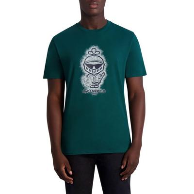 Karl Lagerfeld Paris Men's Ombre Armor Graphic Logo T Shirt Emerald Green Small