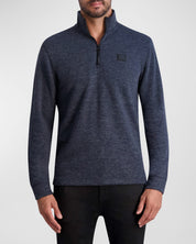 KARL LAGERFELD PARIS Mens Slim Fit Quarter Zip Knit Pullover Sweatshirt Navy 2XL