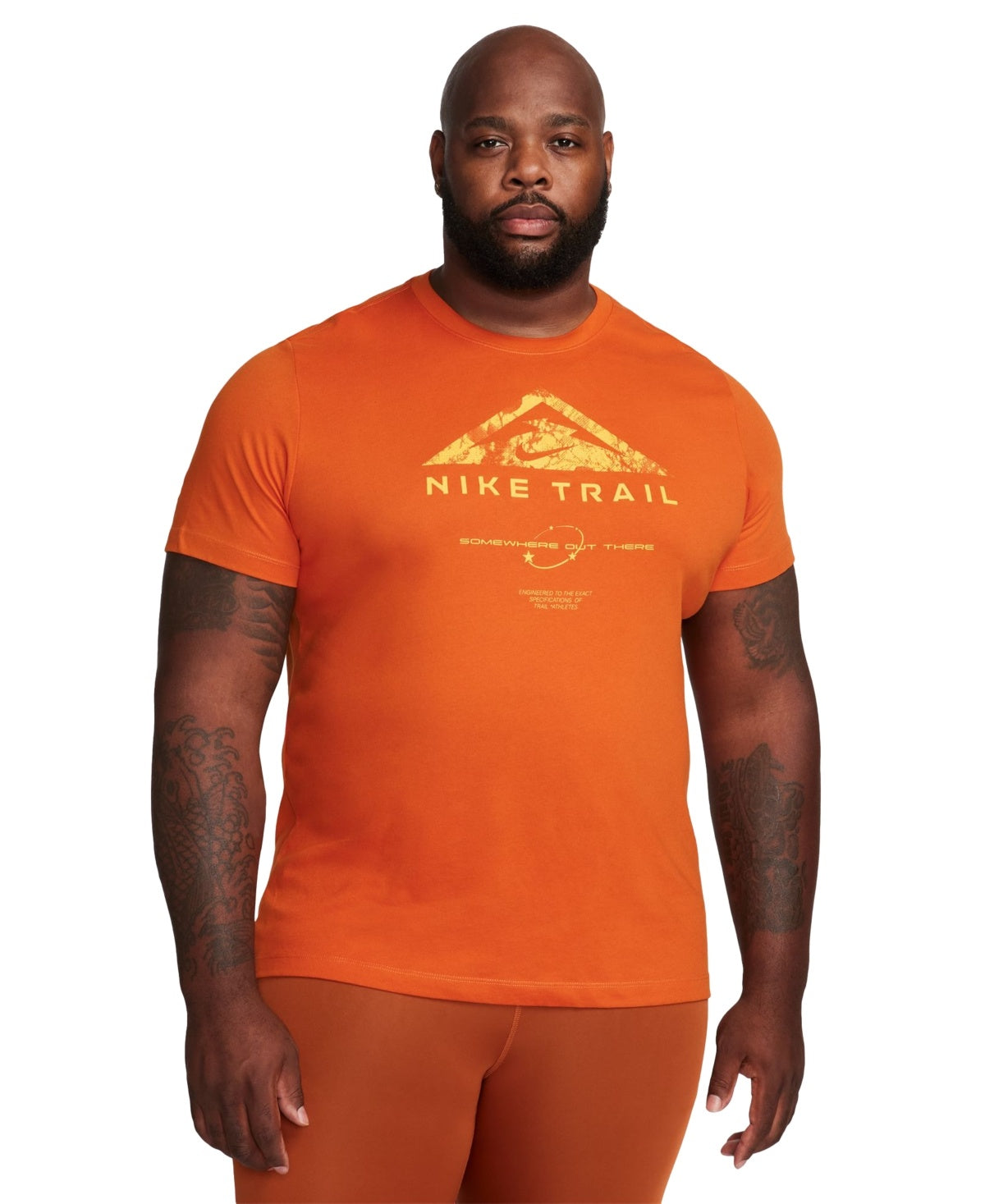 Nike Men Regular fit Short Sleeve T-Shirt Shirt Medium Orange Solid