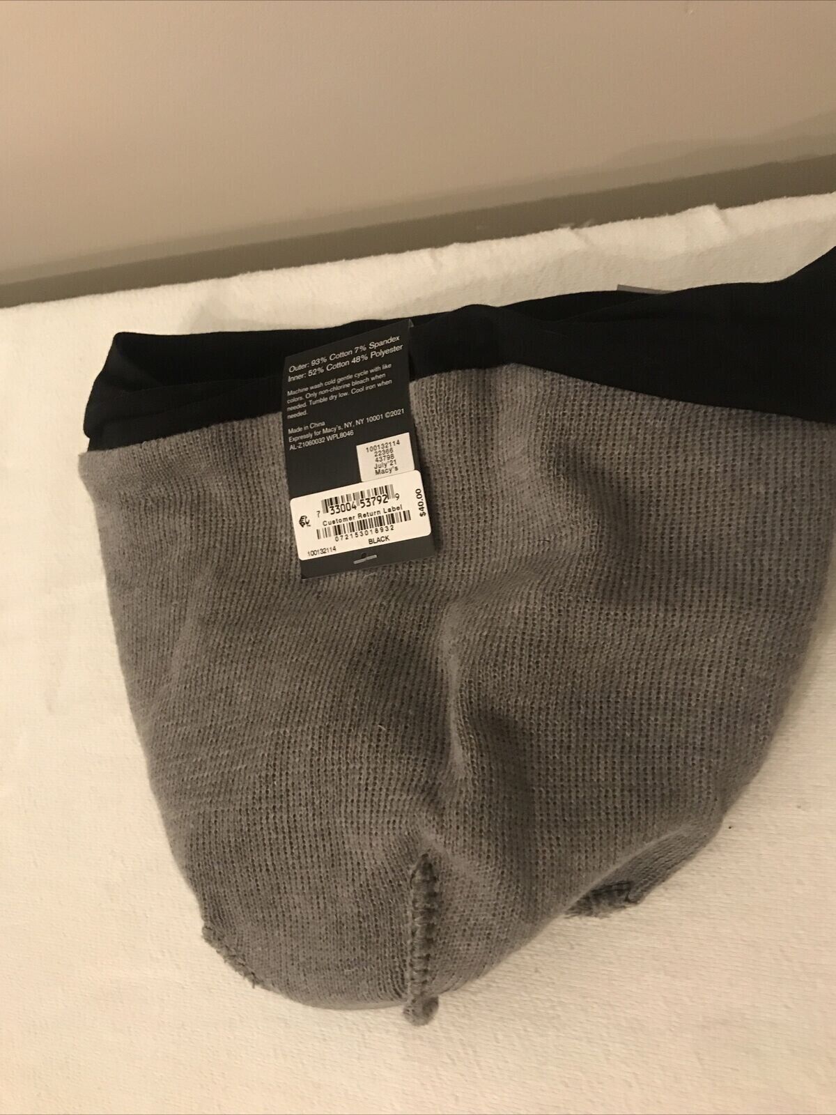 Alfani Mens Solid Black Grey Beanie Hat ONE SIZE