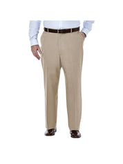 Haggar Mens Classic fit Casual Pants 46 / 32 Beige Solid