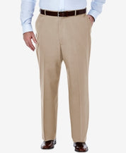 Haggar Mens Classic fit Dress Pants 44 / 29 Beige Solid Stretch