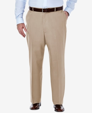 Haggar Mens Classic fit Cotton Dress Pants 48 / 32 Beige Solid