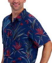 Tommy Bahama Men's Blooms Floral Print Button Down Silk Camp Shirt Blue Large