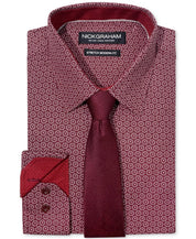 Nick Graham Men's Slim-Fit Stipple Circle Dress Shirt Tie Missing Red 17 34-35