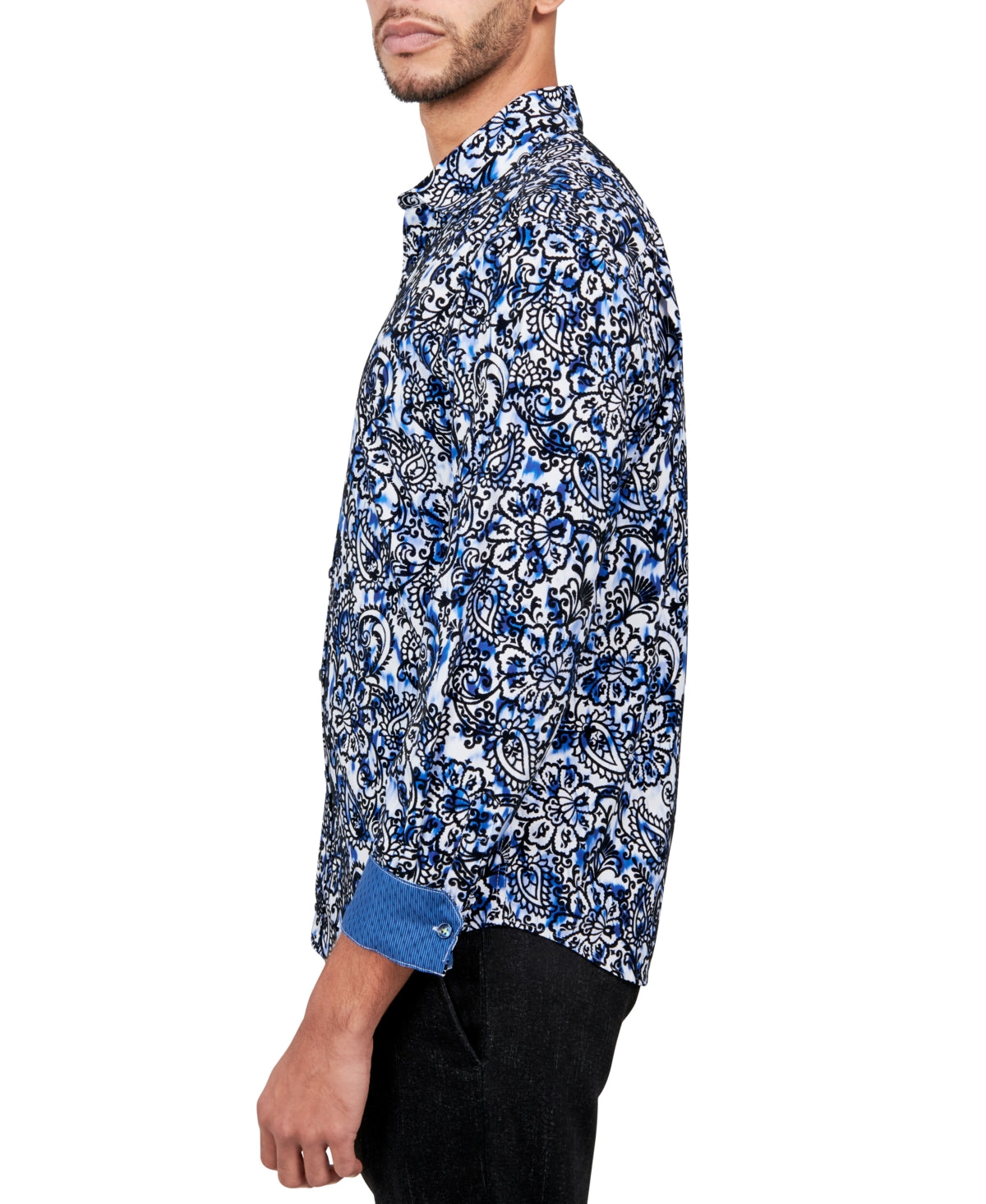 Society of Threads Mens Regular Fit Button Down Shirt  Blue Medium