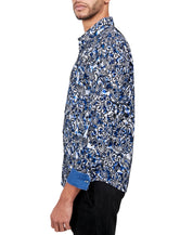 Society of Threads Mens Regular Fit Button Down Shirt  Blue Medium