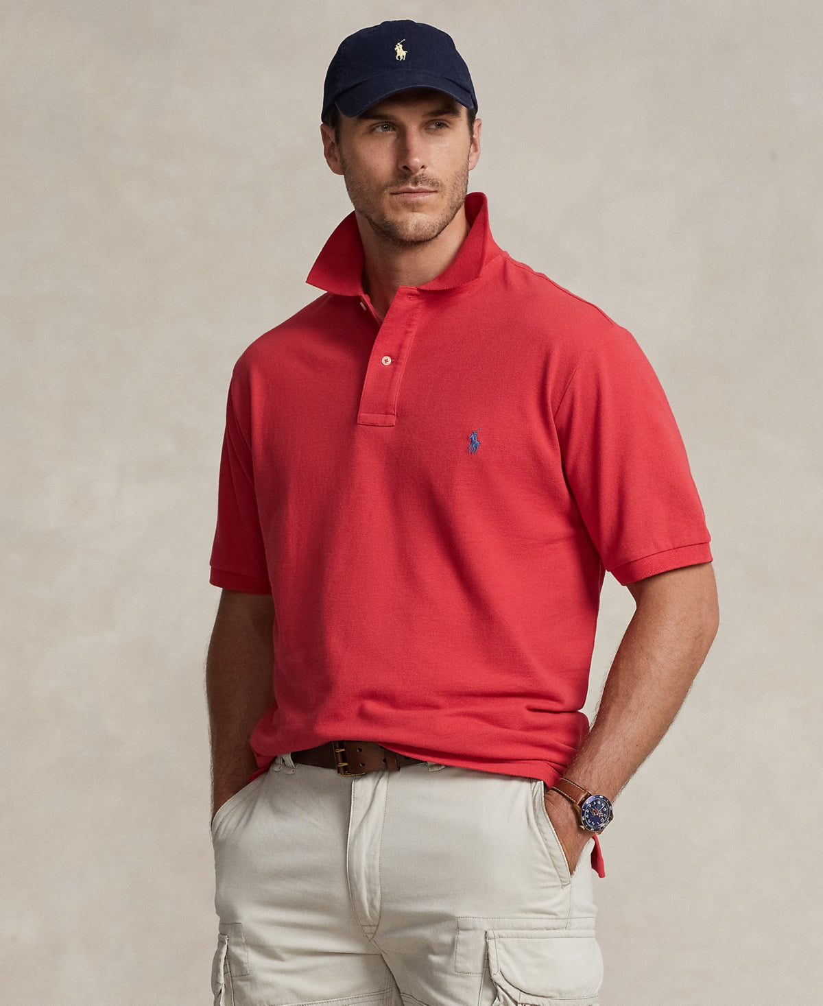 Polo Ralph Lauren Mens Regular fit Short Sleeve Polo Shirt 4XB Red Solid