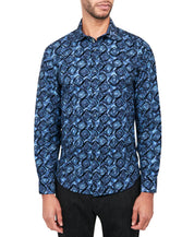 Society of Threads Mens Regular Fit Moisture Wick Button Down Shirt Navy Medium