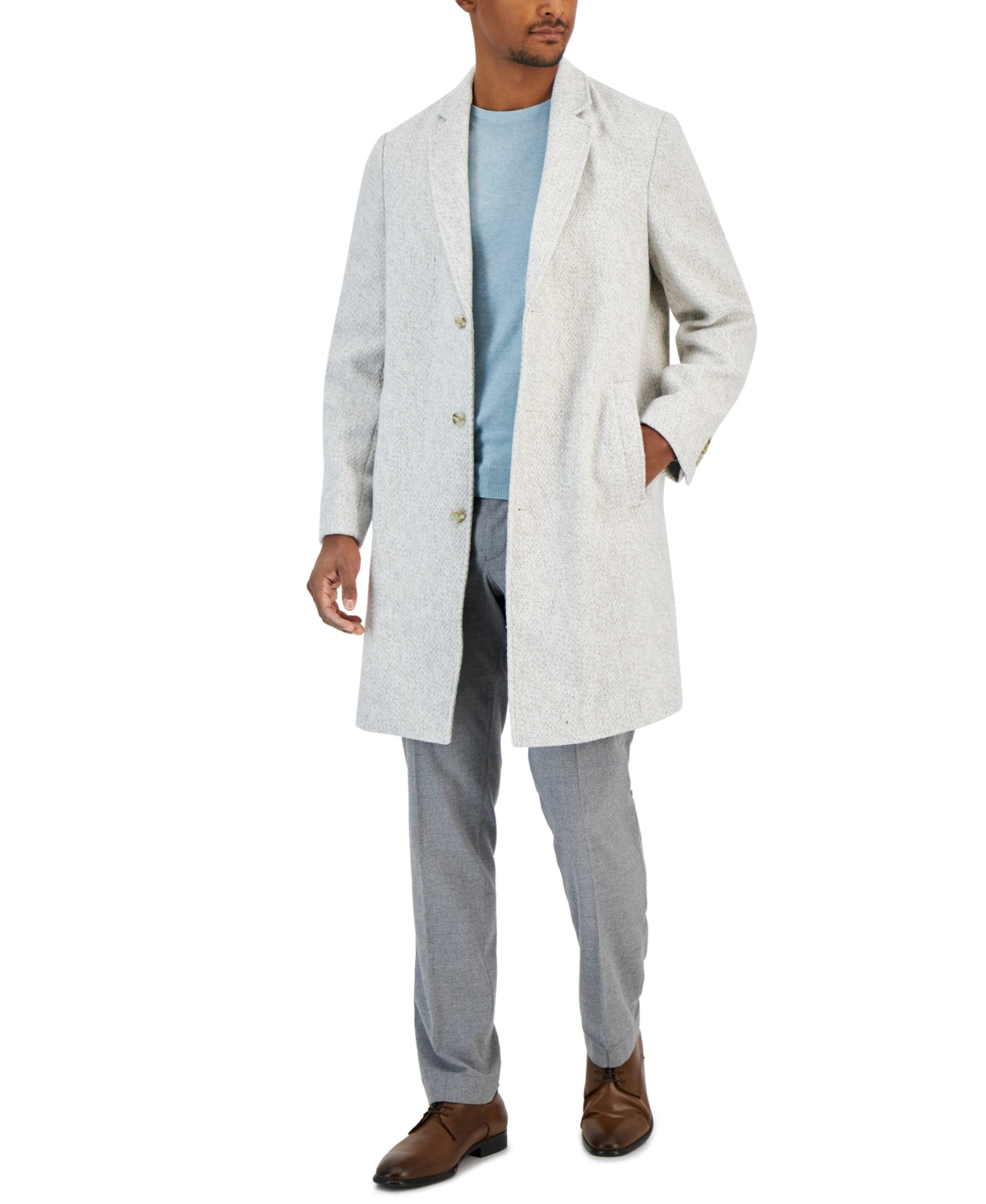 Alfani Men's Bruno Coat Overcoat Jacket Vanilla Ice White XL