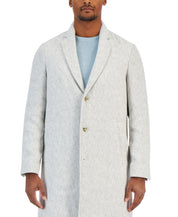 Alfani Men's Bruno Regular Fit Textured Coat Overcoat Vanilla Ice White 2XL