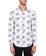 Society of Threads Mens Regular Fit Floral Button Down Shirt White Small