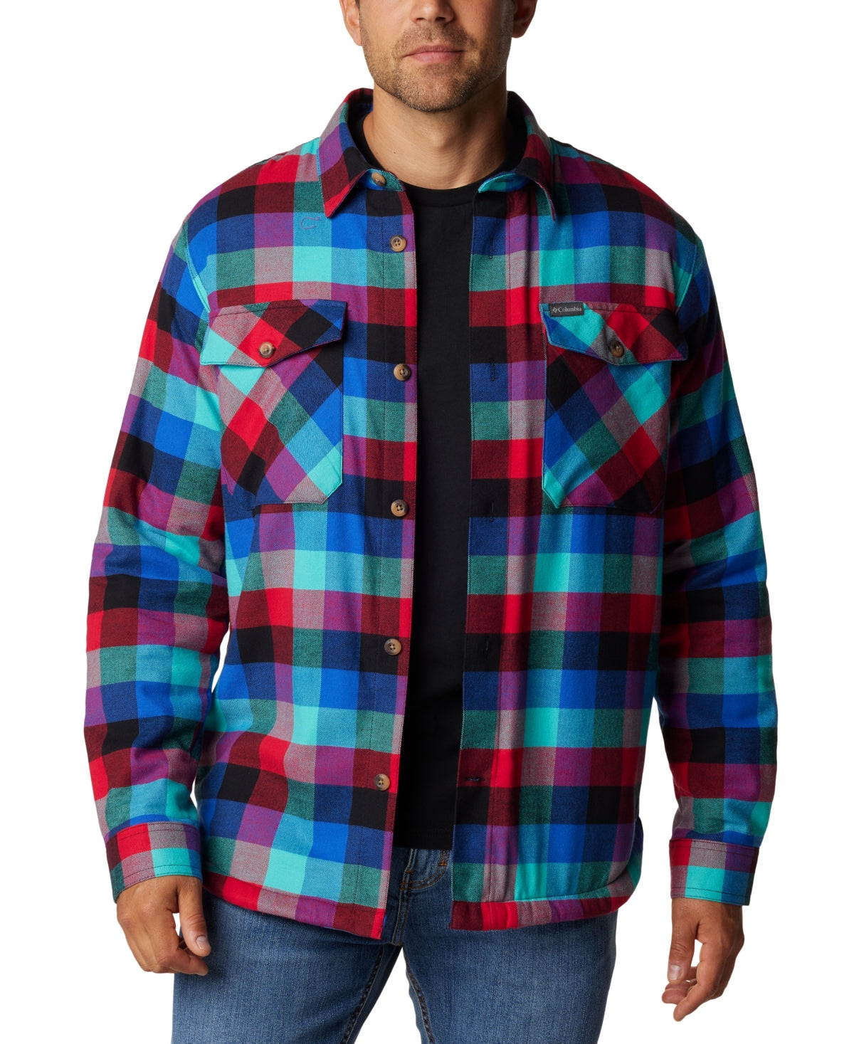 Columbia Men Regular fit Shacket Coat Medium Blue Check