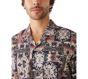 Frank And Oak Men's Short Sleeve Print Button Up Shirt Brown Medium