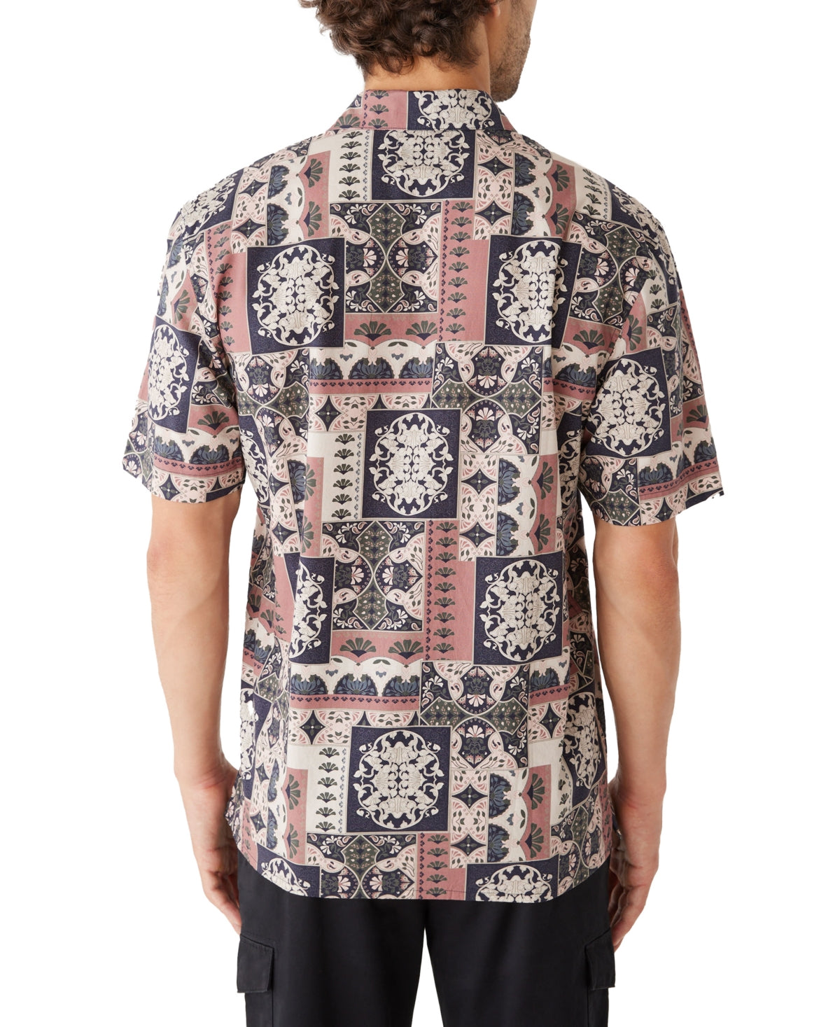 Frank And Oak Men's Short Sleeve Print Button Up Shirt Brown Medium