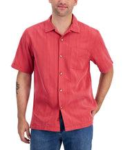 Tommy Bahama Mens Coconut Point Tide Button Down Shirt Dark Havana Red Small