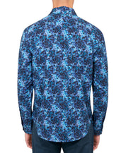 Society of Threads Mens Regular Fit Button Down Shirt Abstract Floral Blue Large