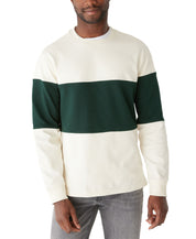 Frank And Oak Men's Relaxed Fit Long Sleeve Rugby Stripe Pine Grove Green Large