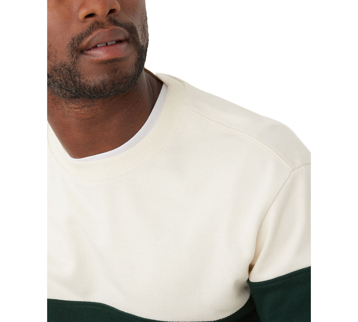 Frank And Oak Men's Relaxed Fit Long Sleeve Rugby Stripe Pine Grove Green Large