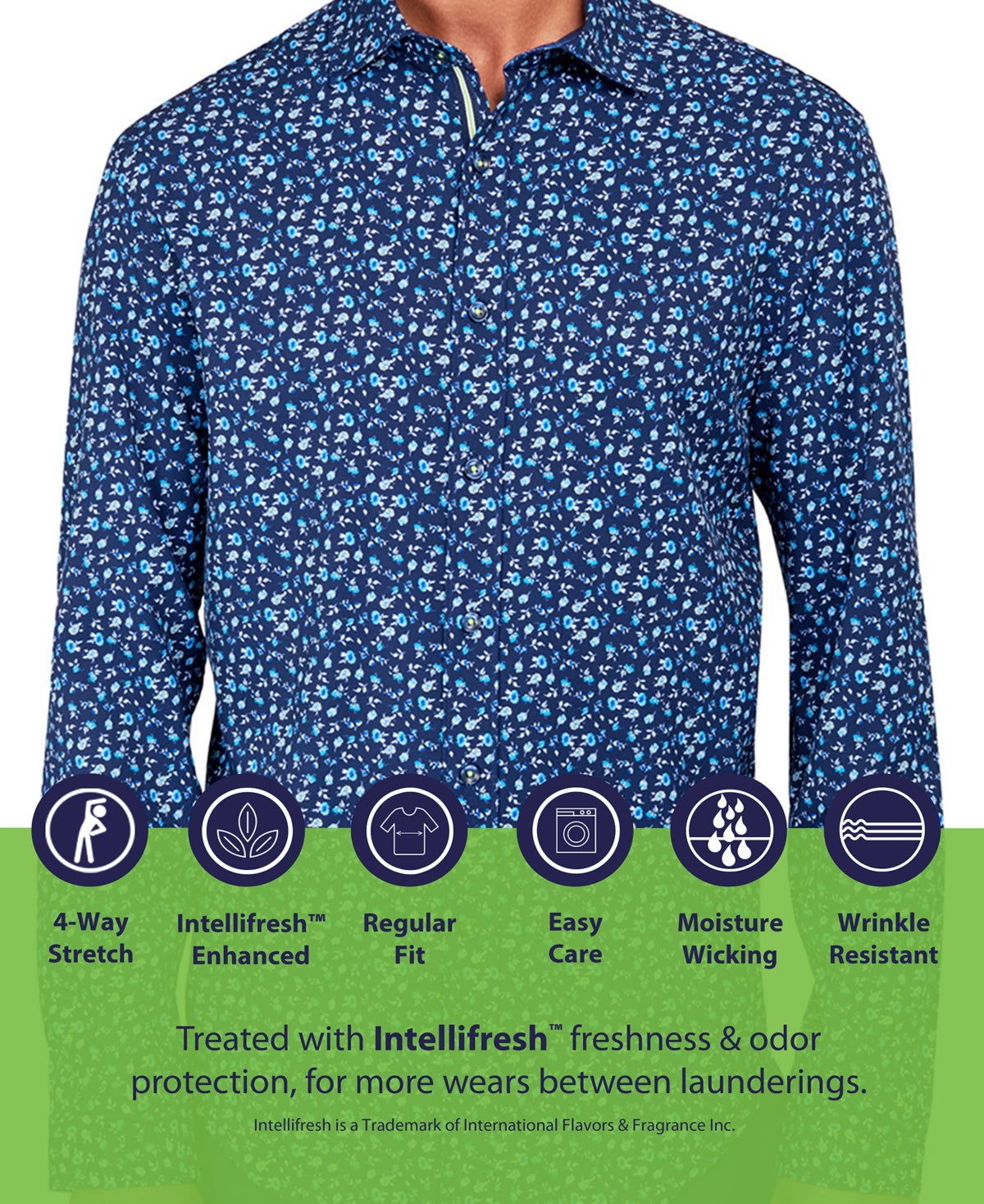 Society of Threads Mens Regular Fit Floral Button Down Shirt Blue Small