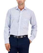 Club Room Mens Regular fit Dress Shirt Large 16 in 34-35 Light Blue Plaid