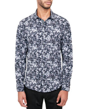 Society of Threads Mens Regular Fit Button Down Shirt Black Medium