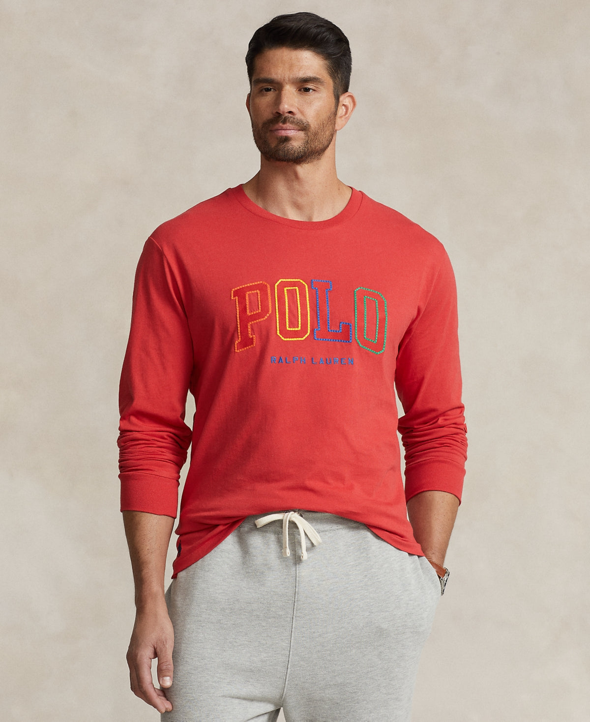 Polo Ralph Lauren Men's Big & Tall Long Sleeve Logo T Shirt Red 3XB