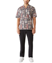 Frank And Oak Men's Cognac Print Short Sleeve Button Up Shirt Pink Small