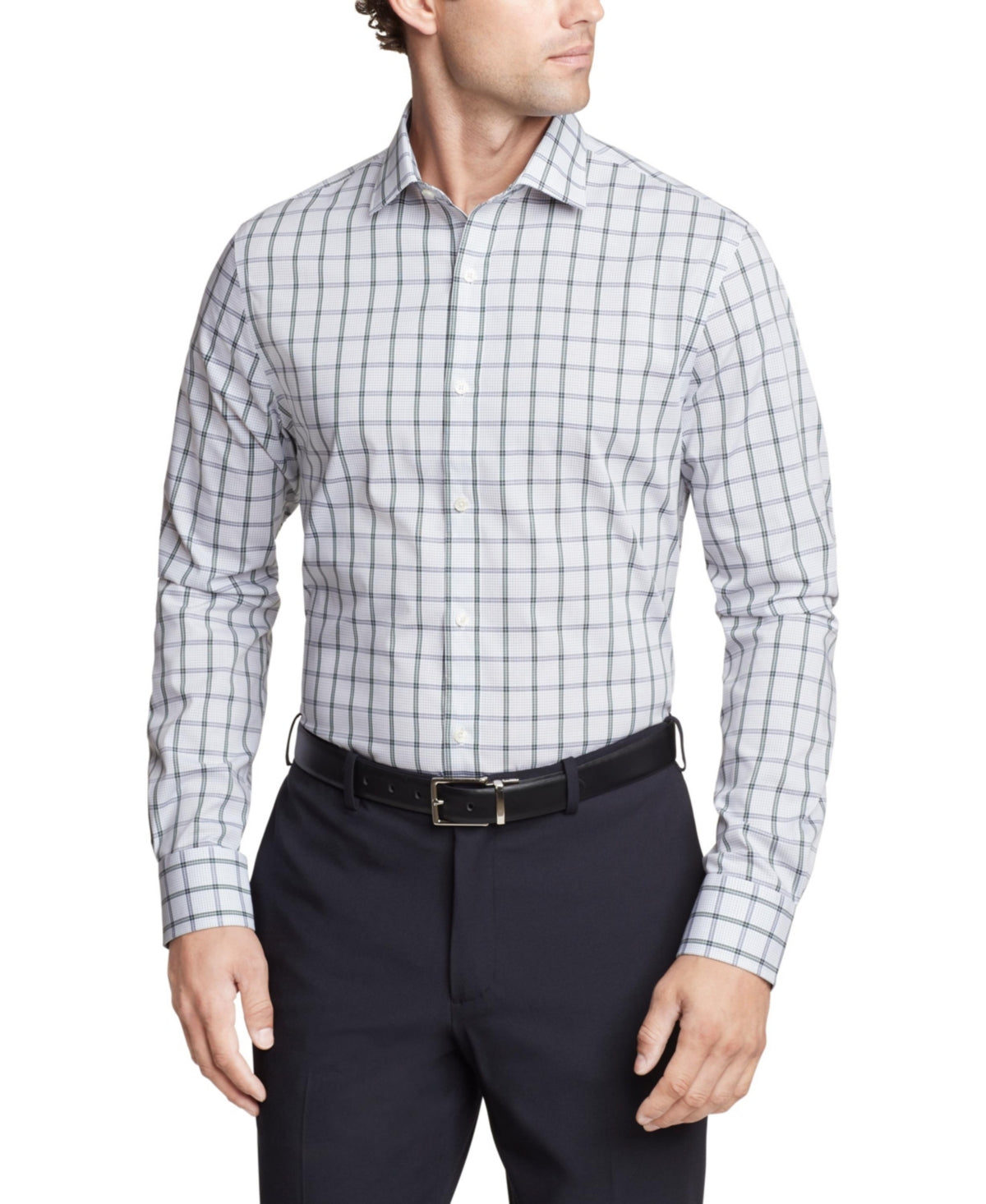 Tommy Hilfiger Mens Slim fit Dress Shirt XL 17.5 in 36-37 Hunter Green Plaid