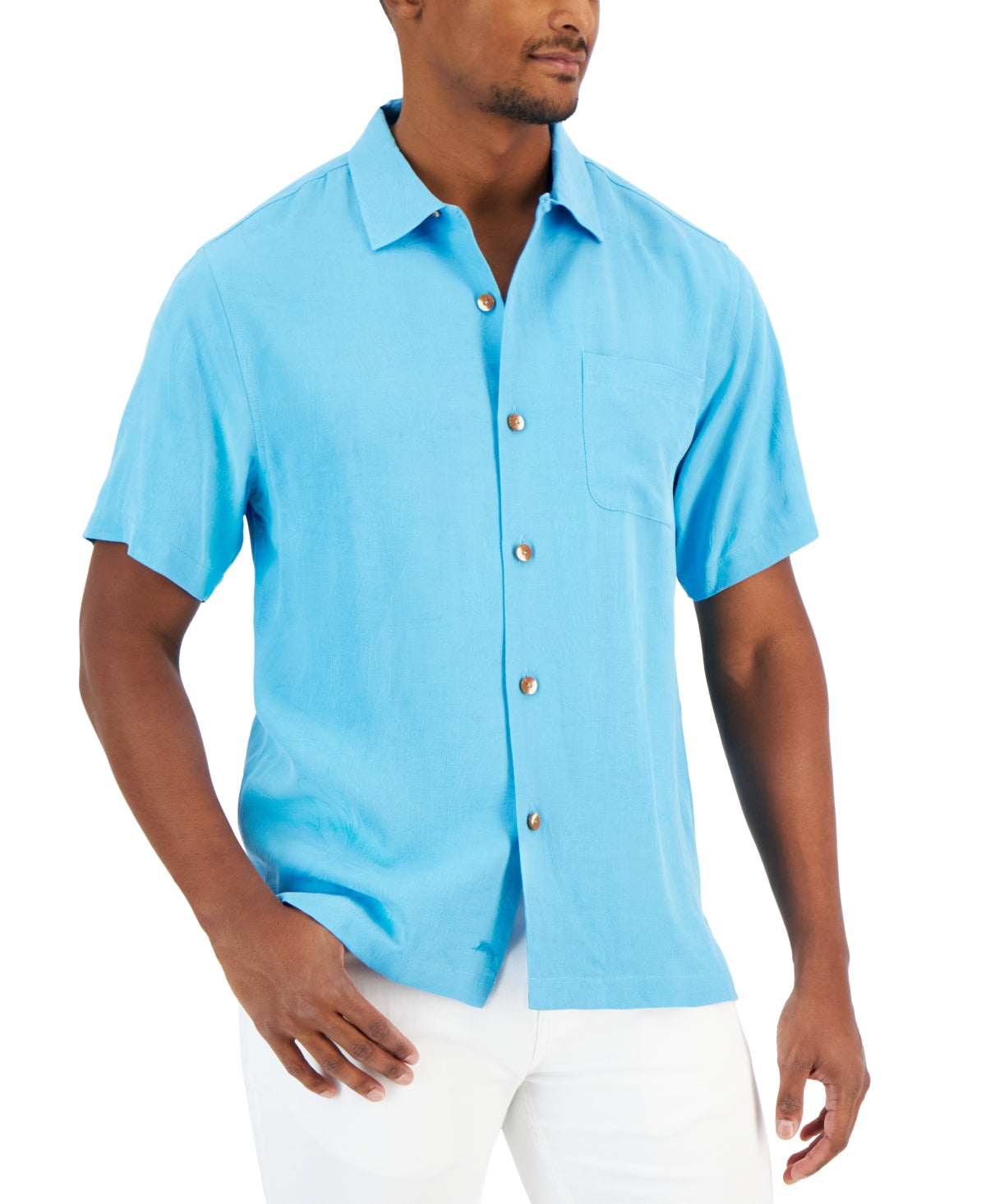 Tommy Bahama Mens Regular fit Short Sleeve Button-Up Shirt XXXL Blue Solid
