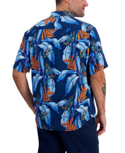 Tommy Bahama Mens Short Sleeve Floral Print Button Down Shirt Bering Blue XXL