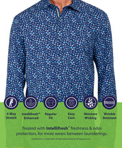 Society of Threads Mens Regular Fit Button Down Shirt Printed Per Pink Large