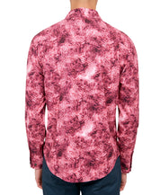 Society of Threads Mens Regular Fit Button Down Shirt Printed Per Pink Large