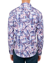 Society of Threads Mens Regular Fit Button Down Shirt Blue Multi Medium