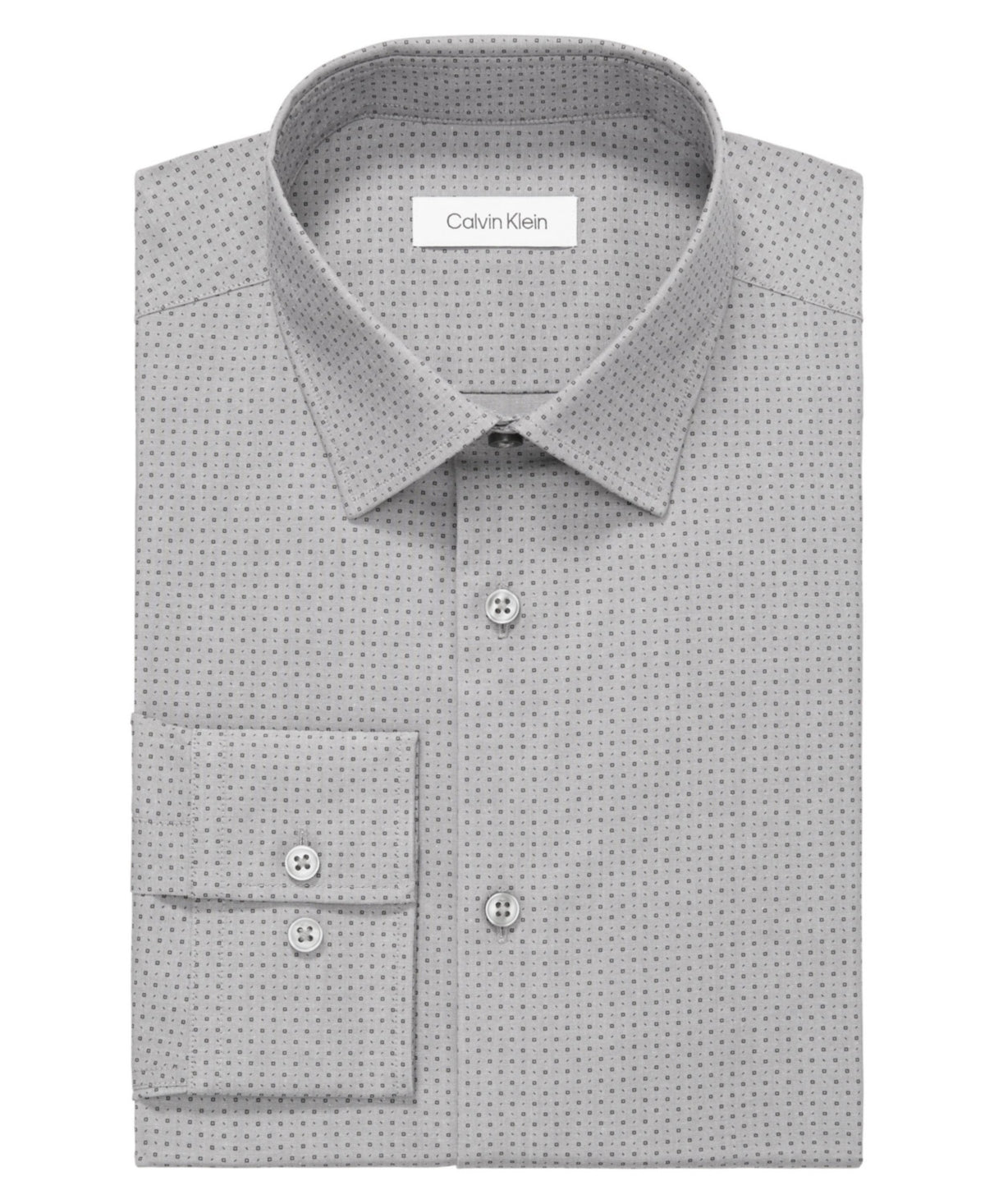 Calvin Klein Mens Slim fit Dress Shirt Medium 15.5 in 32-33 Light Grey Geometric