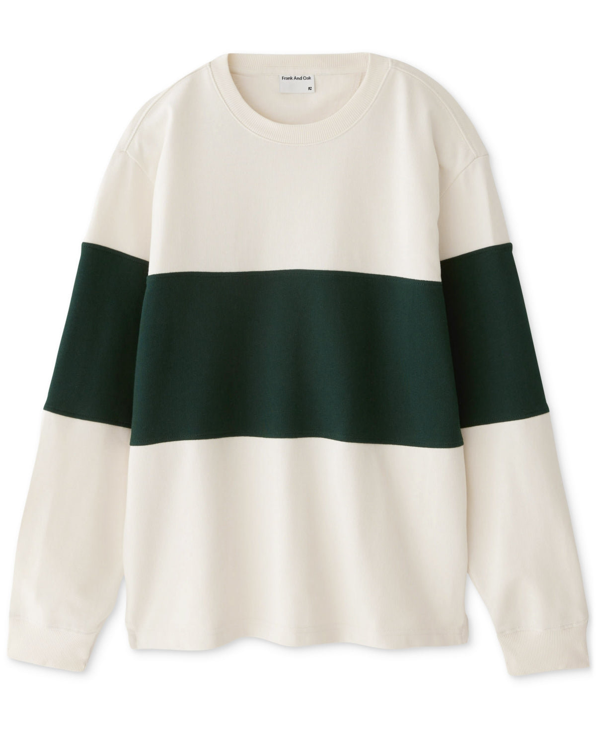Frank And Oak Men's Relaxed Fit Long Sleeve Stripe Crewneck Sweater Green 2XL